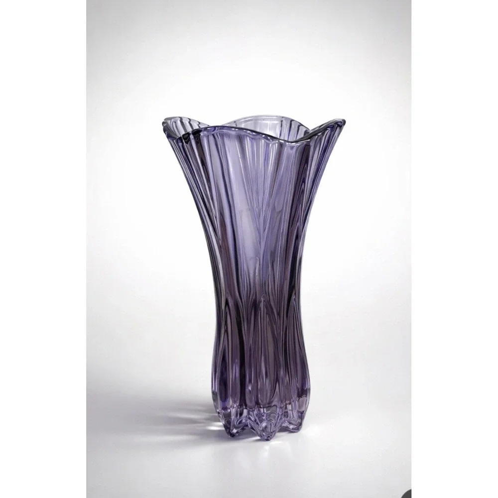 Plantica Crystal Amethyst‎ Bud Vase Home Decor Bohemia Crystal Flower Flared